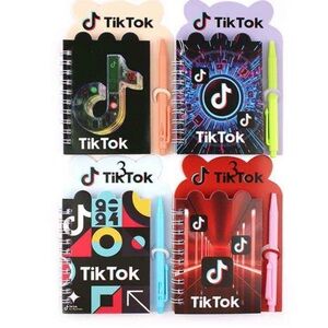NEW 4PC TikTok Spiral Notebooks Set with Pens